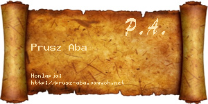 Prusz Aba névjegykártya